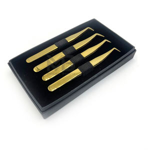 Pinzas para Extensión de Pestañas de Alta Calidad, 4 Piezas, en Caja de Cartón Recubierta de Papel Negro, Personalizables - Product Image 6