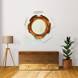 Moderne Grand Or Blanc Métal Fleur Encadrée Miroir Mur Monté Salon Paysage En Gros Tendance Tendance Miroir Conception - Product Image 1