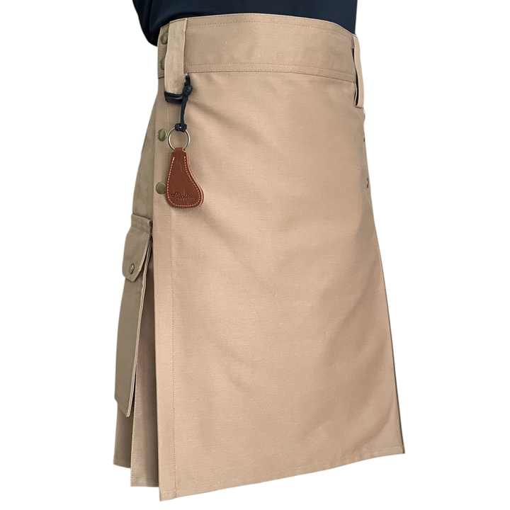 6 POCKETS Men's 290 Gsm Twill Cotton Fabric Utility Kilt Black Cargo Trouser Style All Models Apparel