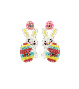 Vente chaude ethnique graine perlée boucles d'oreilles pour femmes Style lapin classique avec perle d'imitation pour les fêtes - Product Image 1