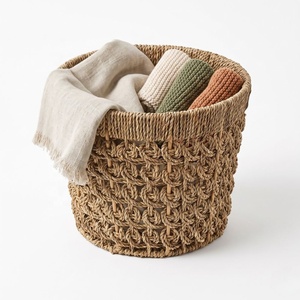 Handmade Woven <b>Storage</b> Basket Natural Seagrass Organizer Bin Decorative Rope Hamper for Home <b>Kitchen</b> Bedroom - Product Image 2