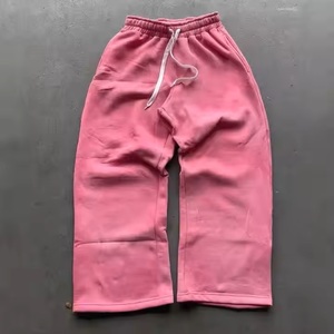 Pantalon de survêtement personnalisé en polaire brodée de poids lourd pour hommes, pantalon vintage à jambe droite délavé à l'acide, pantalon de survêtement décontracté, nouveau pantalon de survêtement empilé - Product Image 2