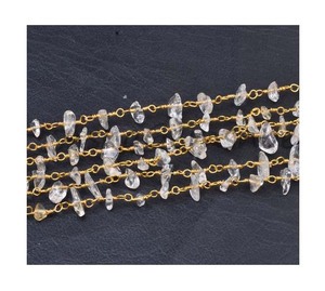 Arc-en-ciel pierre de lune brute 4-5 mètres chapelet chaîne en laiton plaqué or chaîne pour la fête porter chaîne pour la fête porter prix de gros bijoux - Product Image 1