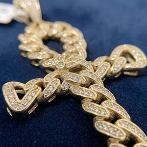Colgante Ankh de Lujo con Pavé de Circonitas, Plata Pulida, Completamente Adornado con Piedras, Símbolo Egipcio, Joyería de Calle de Lujo - Product Image 2