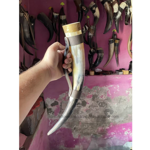 ฮอร์นดื่มไวกิ้งพร้อมที่ยึดหนังและแม่พิมพ์ทองเหลืองกันน้ำดีไซน์ทางศาสนาของนางฟ้าสัตว์ฮวงจุ้ย - Product Image 1