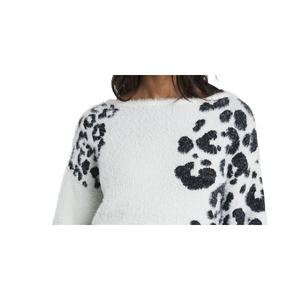 Maglione Fuzzy Bianco Jacquard da Donna Vince Camuto XS/X-Small, Traspirante, Stile Coreano, con Stampa Animale e Logo Frontale, Top Invernale - Product Image 2