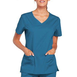 Uniformes Médicos de Enfermería para Mujer, Blusa de Manga Corta Cómoda y Pantalones Rectos Elásticos de Spandex y Poliéster - Product Image 3