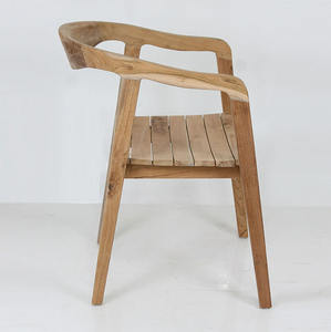 Solid Teak Wood Dining <b>Chair</b> Modern Curved Design Minimalist Natural Finish Living Room Bedroom Outdoor Park Cafe Restaurant - Product Image 3