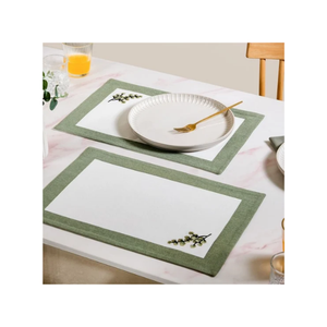 Rustic Purple Leaves Jacquard Printed Jute Cotton Placemat 34x46cm Dining <b>Table</b> <b>Mat</b> ISO Certified Durable India Export Oriented - Product Image 4