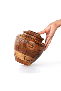 Urna de cremación de madera de mango Lichtenberg, urnas de cremación hechas a mano con incrustaciones de resina roja para cenizas humanas y Mascotas - Product Image 5