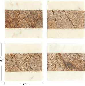 Posavasos de doble tono de mármol natural y mármol de madera exquisitos de último diseño para decoración elegante del hogar y protección de mesa de comedor - Product Image 2