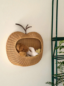 Estante de pared de ratán en forma de manzana hecho a mano, estante de pared bohemio para decoración del hogar, guardería o para Hogar Moderno - Product Image 6