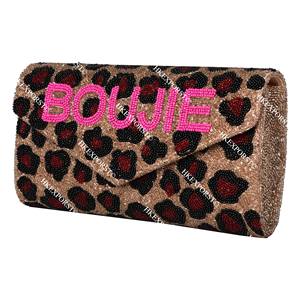 กระเป๋าคลัทช์ลูกปัดพิมพ์ลายเสือดาวทำด้วยมือกระเป๋าแฟชั่นพิมพ์ลายสัตว์ที่ไม่ซ้ำใครสำหรับผู้หญิงกระเป๋าลูกปัดสไตล์โบฮีเมียนเก๋ไก๋ - Product Image 1