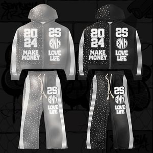 Chándal deportivo Reversible para hombre, transpirable, de algodón puro, superventas, de dos piezas, con capucha, estampado de letras, maternidad - Product Image 4