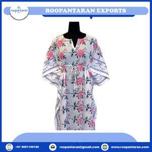 <b>Kaftans</b> for Women Comfortable Luxury Long Size Hand Block Printed Soft Cotton Voile <b>Kaftan</b> Nightwear for Sale - Product Image 2