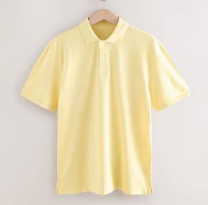 Polo de golf personnalisé 100% coton pour hommes haute qualité manches courtes nouvelle technique unie grande taille couleur jaune coupe régulière - Product Image 5