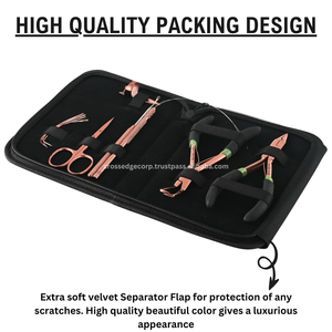 Kit d'outils d'extension de cheveux en or de qualité supérieure Micro Beads Remover Pince à sertir également outil de crochet de traction de cheveux et boucle de ciseaux avec fil - Product Image 5