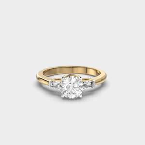 Anillo de Compromiso de Oro Sólido de 14K con Tres Piedras, Diamante Cultivado en Laboratorio de 2.0 Quilates, Claridad VVS, Anillo de Boda Romántico, Joyería Fina para Mujer - Product Image 1