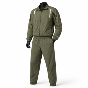 Conjunto Deportivo Cortavientos Verde Oliva para Hombre, Traje Deportivo Ligero de Tela Tejida, Chaqueta con Cierre Completo, Pantalones de Pierna Recta, Logotipo Personalizado OEM - Product Image 3