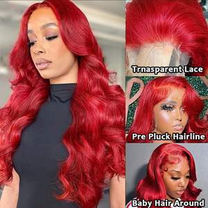 Parrucche diritte rosse Glueless 13x4 HD parrucca frontale in pizzo parrucche colorate per capelli umani da 30 pollici onda del corpo - Product Image 4