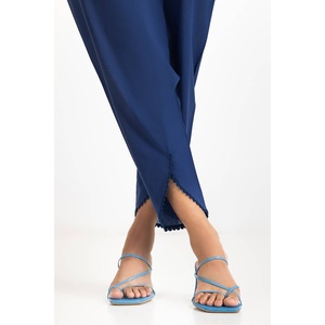 ชุดเซ็ตผ้าชีฟองพิมพ์ลายบล็อกสีน้ำเงินสำหรับผู้หญิง เสื้อแขนสามส่วนปักลาย ความยาวเหนือเข่า เหมาะสำหรับใส่ไปไนต์คลับ - Product Image 6