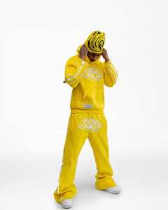 Survêtement vintage vieilli sérigraphié OEM ensemble 2 pièces sweat à capuche et pantalon de survêtement évasé pour hommes - Product Image 5