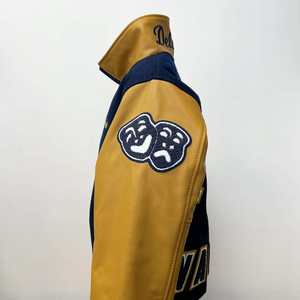 Veste universitaire de baseball pour homme avec logo personnalisé, col montant, manches en laine, impression en relief, noire, hiver, réversible, 100% - Product Image 5