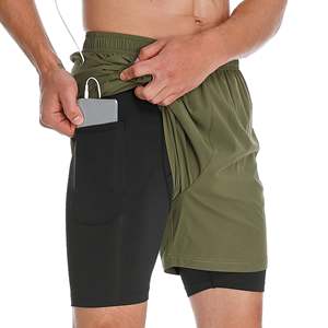 <b>Men's</b> Casual Style Lightweight Athletic Running Shorts 100% Cotton Sportswear with Double Layer Phone Pocket - Product Image 1