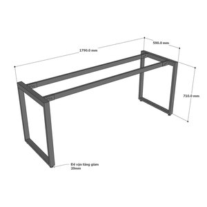 Industrial-Style 180x60cm Rectangular Steel <b>Frame</b> Powder Coated - Product Image 3
