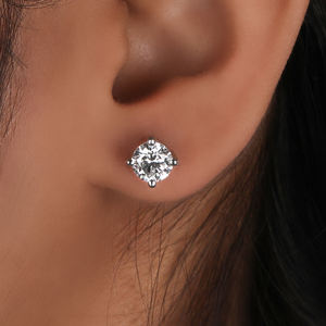 Lujoso corte redondo laboratorio cultivado diamante 14KT oro blanco diamante nueva moda diseño personalizado tornillo trasero pendientes para mujer - Product Image 4