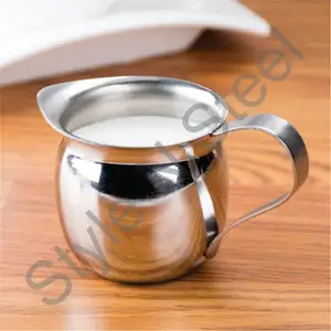 Stainless Steel Coffee Shop Restaurant High Tea Sugar And Milk Pot Belly shape stainless steel creamer with Patti handle
