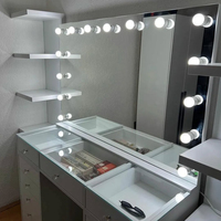 Ensemble de coiffeuse haut de gamme sur mesure avec étagères de rangement sur les deux côtés, 13 tiroirs de rangement, fournisseur OEM & ODM
