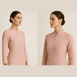 Tradicional modesto de talla grande musulmán majestuoso Cekak Kurung bordado detallado poliéster Baju Kurung conjunto inspirado Abaya - Product Image 3