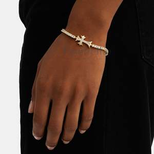 3mm 925 plata esterlina con cadena chapada en oro de 18K Moissanite Vintage Cross Tennis pulsera para mujeres regalos joyería al por mayor - Product Image 1