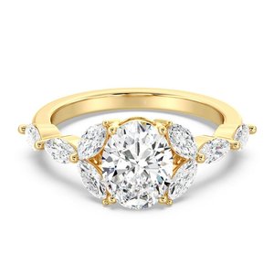 Anillo de compromiso solitario ovalado de 2 quilates con diamante marquesa - Product Image 1