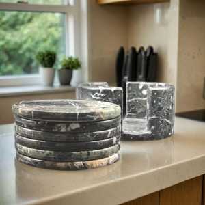 จานรองแก้วหินอีพ็อกซี่ทำด้วยมือชุดจานรองแก้วหินอ่อนอาเกตของขวัญส่วนบุคคลอินเดีย - Product Image 1