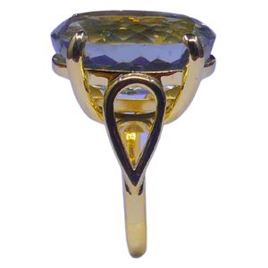 Bague en argent sterling 925 avec améthyste verte, style classique, plaquée or pour les mariages - Product Image 5