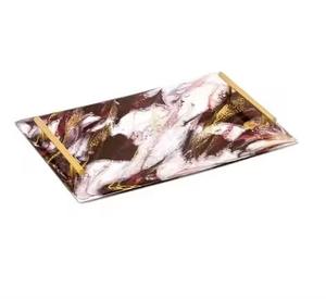 Plateau en résine en bois fabriqué à la main avec poignées argentées idéal pour le service sophistiqué et la décoration de la maison contemporaine - Product Image 6