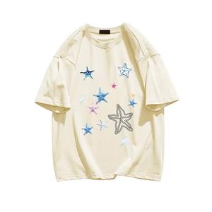 Camiseta de algodón Premium 100% para hombre, tela elástica de 240g, secado rápido, respetuosa con el medio ambiente, Color personalizado, logotipo frontal, estampado gráfico de dibujos animados - Product Image 3