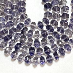 Perles en forme de rondelle à facettes en iolite naturelle 7-7.5mm perles de pierres précieuses bleues en gros pour la fabrication de bijoux - Product Image 2