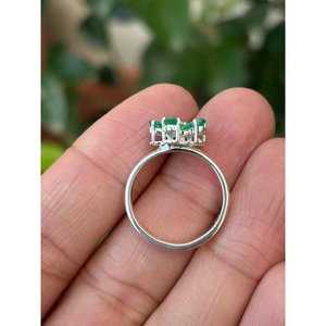 925 <b>Silver</b> Natural <b>Emerald</b> Fashionable Floral Design Adjustable Gold-Plated Inlay <b>Ring</b> Classic Engagement <b>Ring</b> for All Occasions - Product Image 6