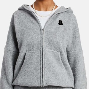 Retailer Printed Solid Color 100% Cotton Breathable Zip Sweatsuit Set Women <b>Stand</b> Front Heavyweight Winter Sporty Hoodie Jogger - Product Image 4
