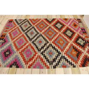 Tapis turc de 5,1 x 7,6 pieds, tapis rouge ombré - Product Image 2