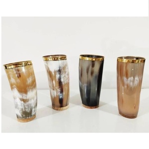 High Quality <b>Viking</b> Wine Horn Mug White Natural Buffalo Horn Decorative Beer Mug Handcrafted Glass Agate Natural Crafts - Product Image 4