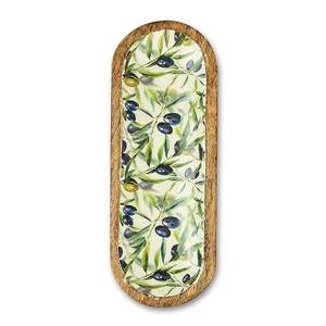 Bandeja decorativa de madera de mango con diseño de madera Bandeja de plato para servir desayuno otomano Bandeja para servir - Product Image 1