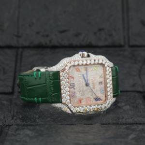 นาฬิกาข้อมือเชิงกลคุณภาพสูงหน้าปัดสีเย็นครึ่งนิ้ว VVS Moissanite นาฬิกาเพชรทันสมัยพร้อมปฏิทินสายสแตนเลส - Product Image 3