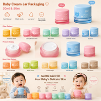 Pot à crème pour bébé à double paroi sans BPA, 30 ml, 50 ml, avec base transparente, pour emballage de crème hydratante pour bébé en marque privée