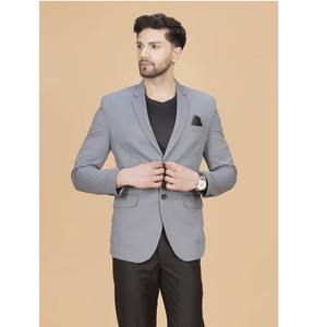 Ensemble de blazer et pantalon de costume gris classique au design unique pour hommes, idéal pour les mariages, le bureau et les événements formels, disponible au meilleur prix - Product Image 3