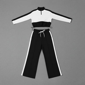 Conjunto de Sudadera con Capucha Corta y Holgada con Cremallera y Pantalones Deportivos de Primera Calidad, 100% Algodón, para Mujer, con Logotipo Personalizado, 2 Colores, Conjunto de 2 Piezas para Mujer - Product Image 5