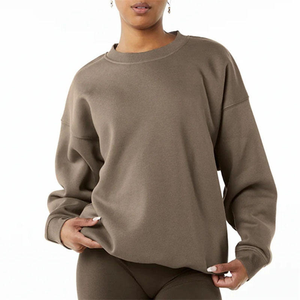 Sudadera de Forro Polar Extra Grande de Alta Calidad para Mujer, con Logotipo Personalizado, Cuello Redondo, Hombros Caídos, Informal, Deportiva, con Capucha Larga - Product Image 3